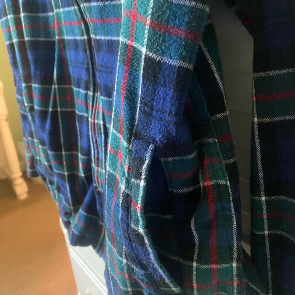 L.L. Bean Blue Green Plaid Women’s Hooded Shirt/Jacket - Picture 4 of 10